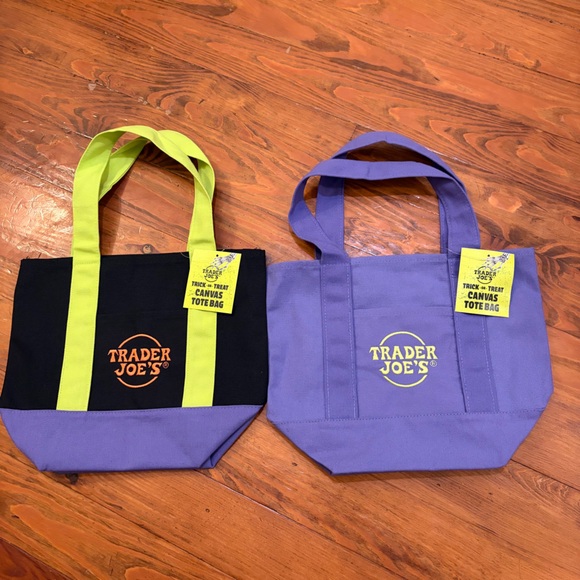 Trader Joe'S Handbags - Trader Joe's NWT Mini Canvas Tote Bags Set Halloween 2